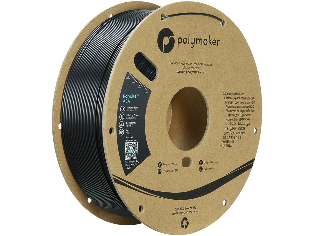 POLYMAKER POLYLITE 3D FILAMENT ASA 1,75mm BLACK 1kg PF01001