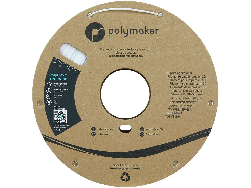 POLYMAKER POLYFLEX 3D FILAMENT TPU-95A 1,75mm HIGH SPEED WHITE 1kg PD03002