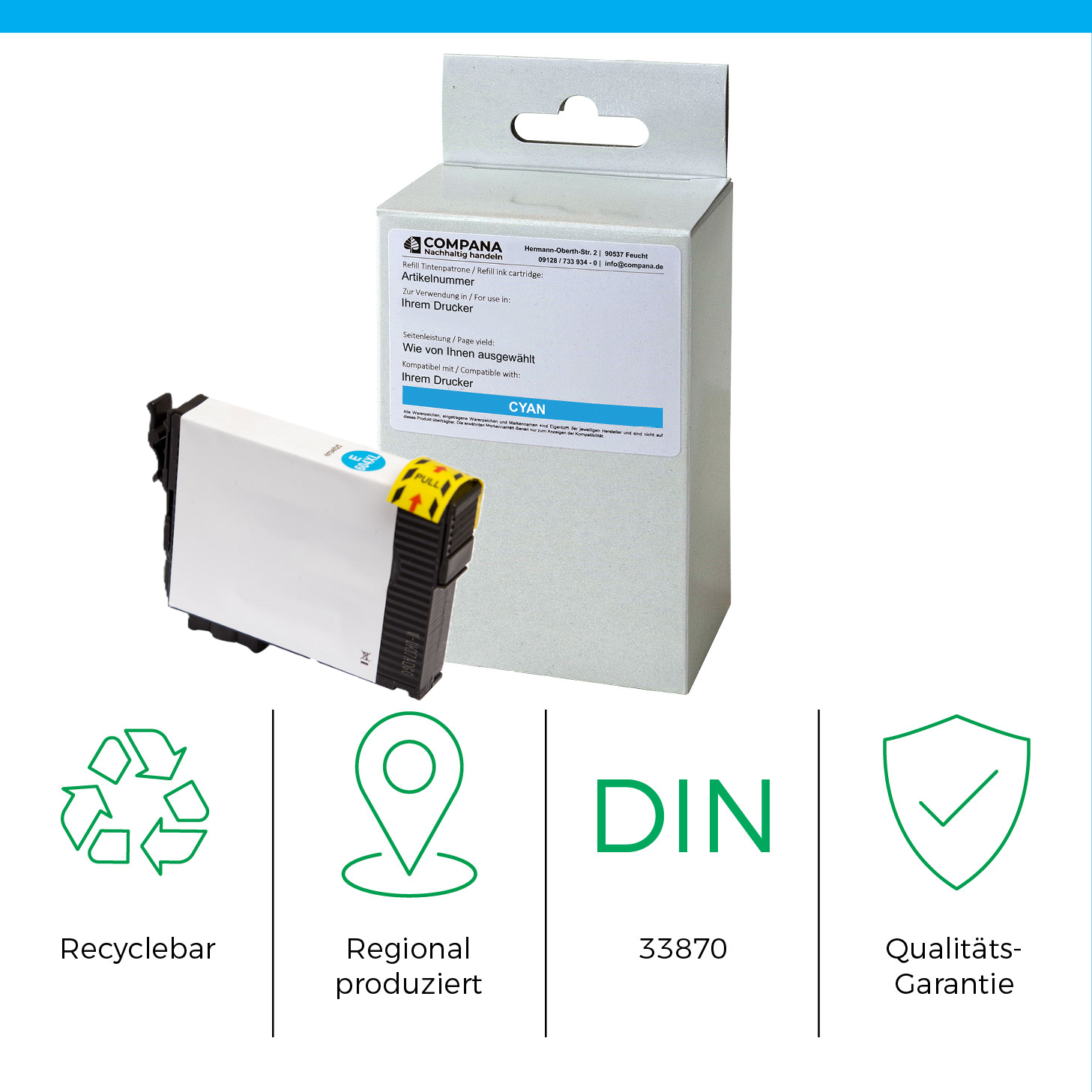 Compana Tintenpatrone cyan HC (52610) ersetzt 604XL