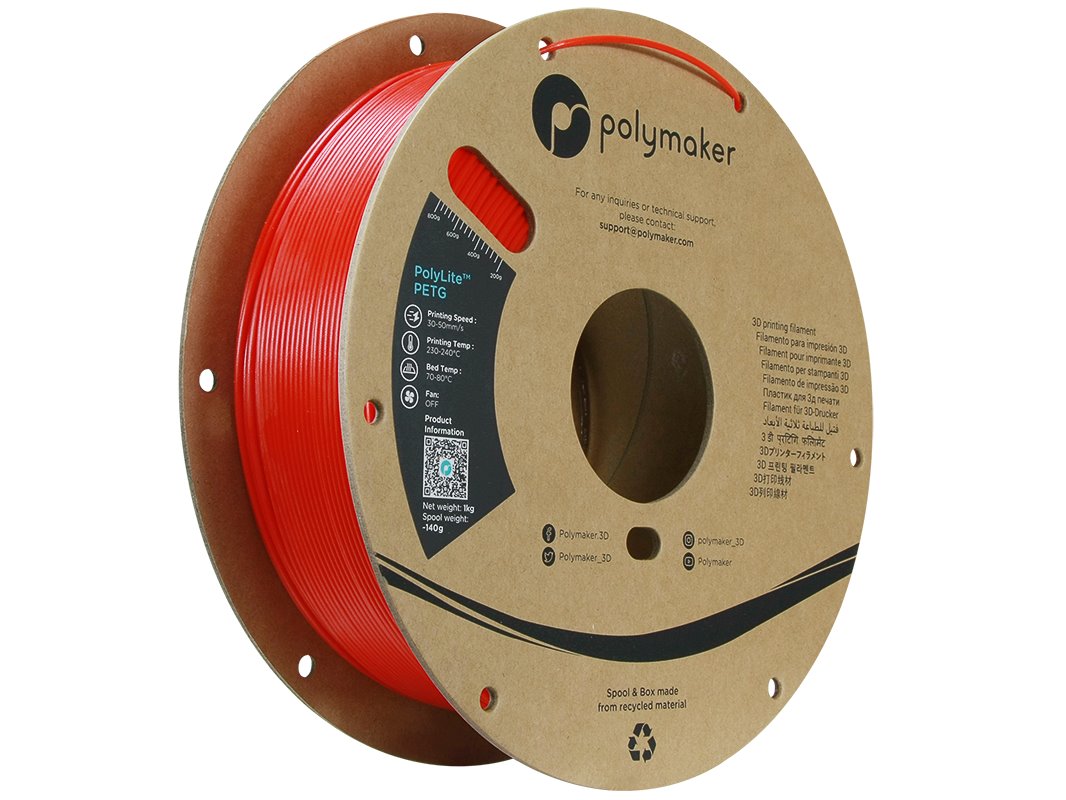 POLYMAKER POLYLITE 3D FILAMENT PETG 1,75mm RED 1kg PB01004