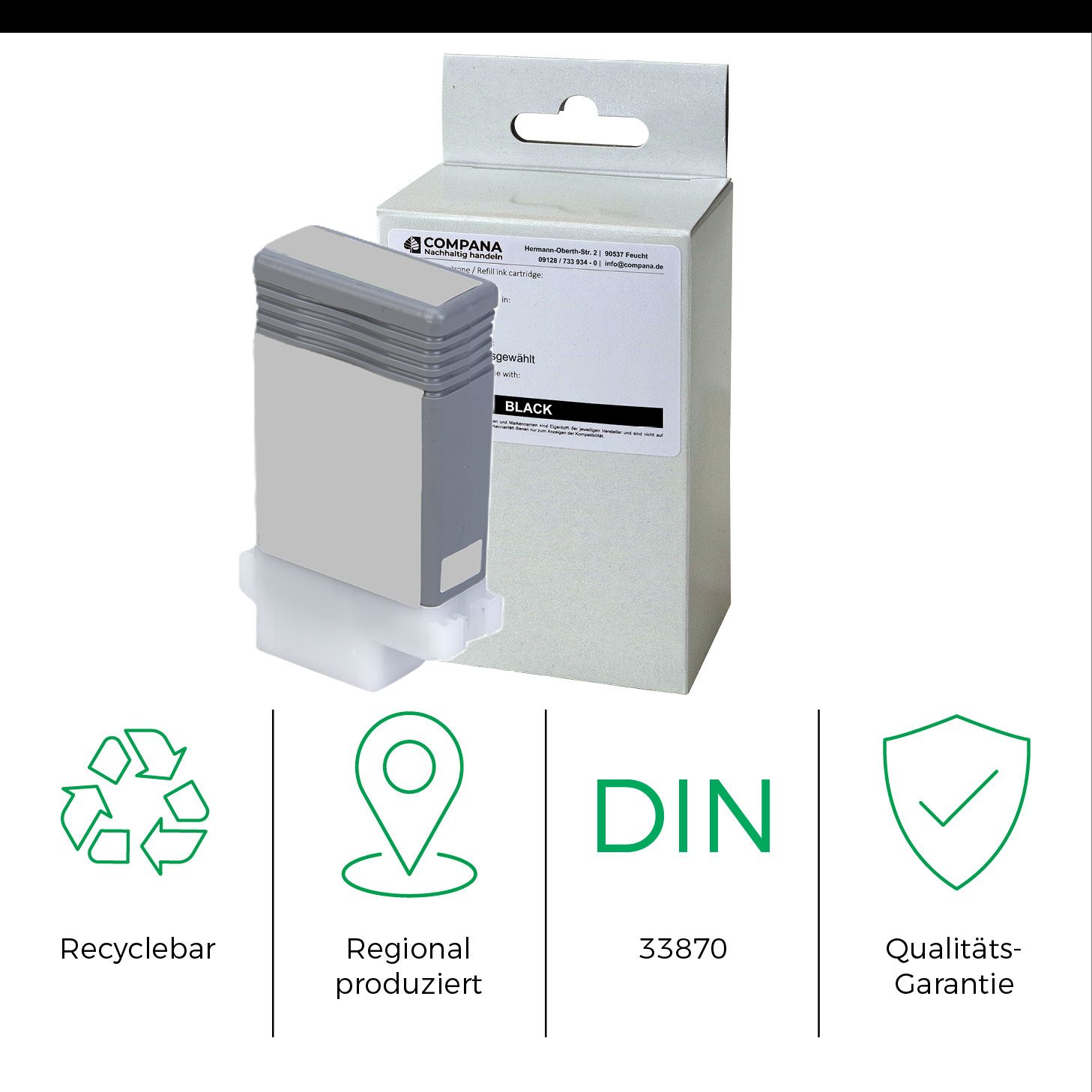 Compana Tintenpatrone schwarz (49051) ersetzt PFI-102BK