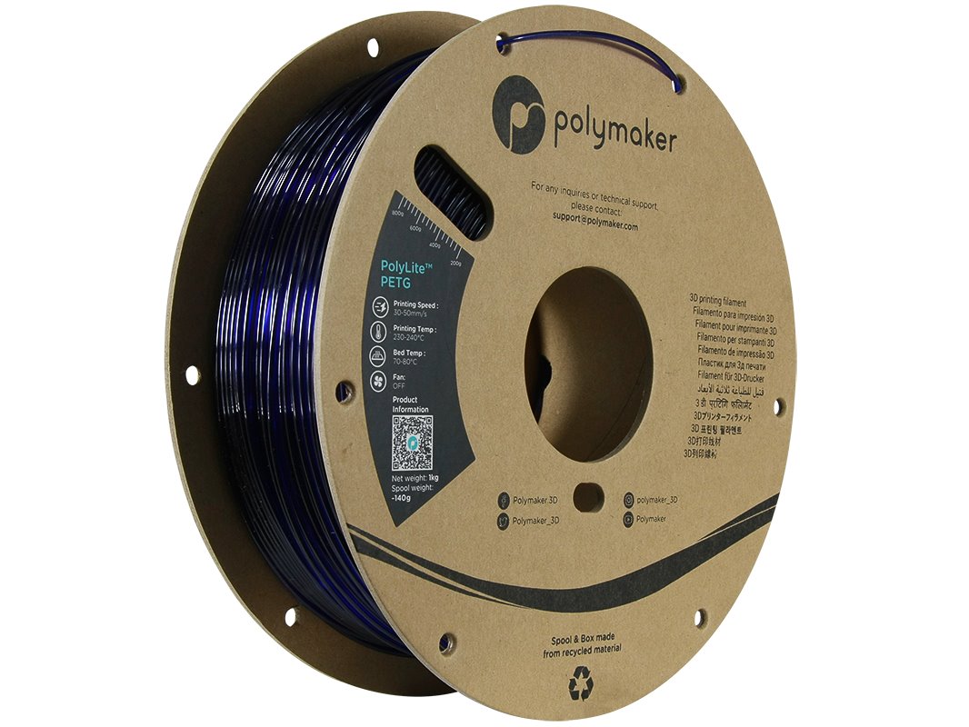 POLYMAKER POLYLITE 3D FILAMENT PETG 1,75mm TRANSLUCENT BLUE 1kg PB01032