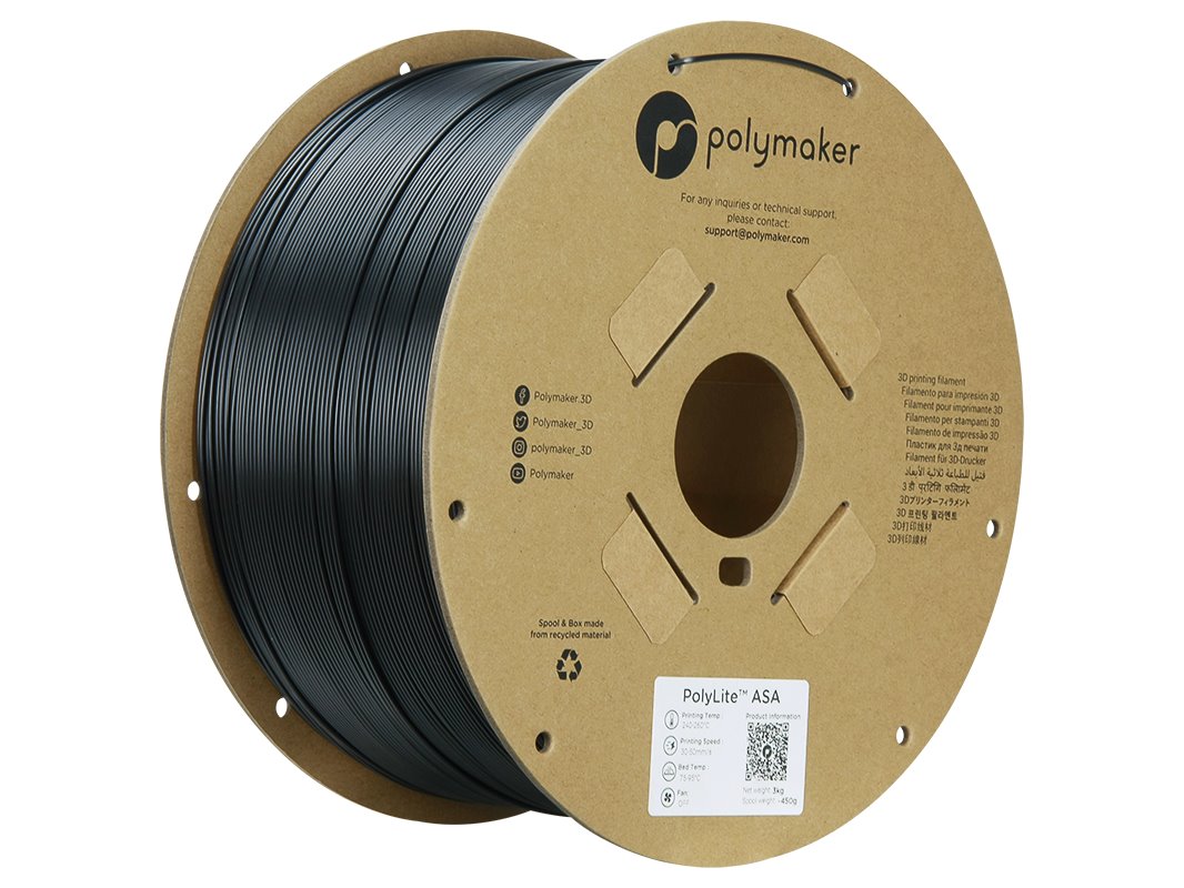 POLYMAKER POLYLITE 3D FILAMENT ASA 1,75mm BLACK 3kg PF01020