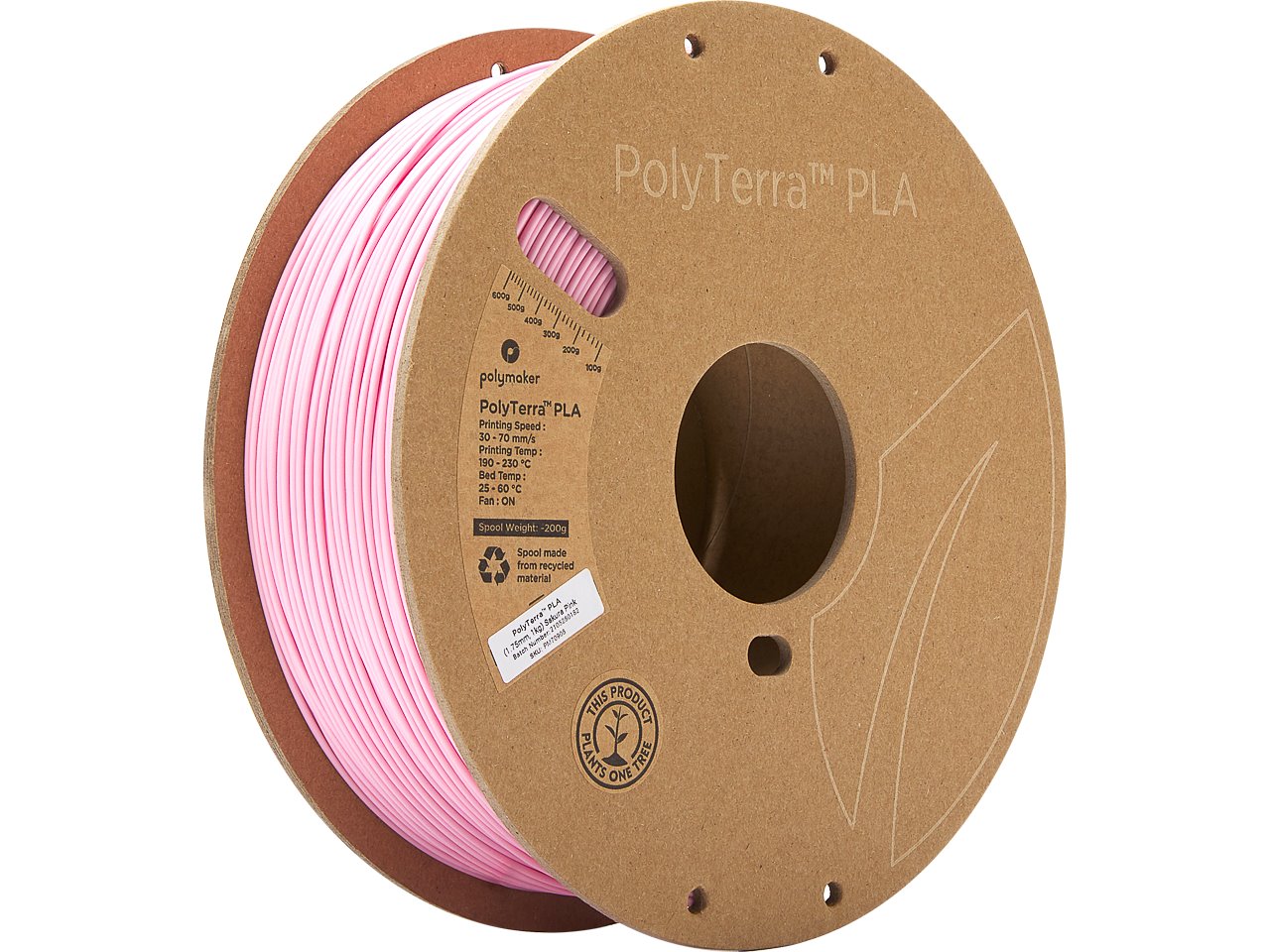 POLYMAKER POLYTERRA 3D FILAMENT PLA 1,75mm SAKURA PINK 1kg PM70908