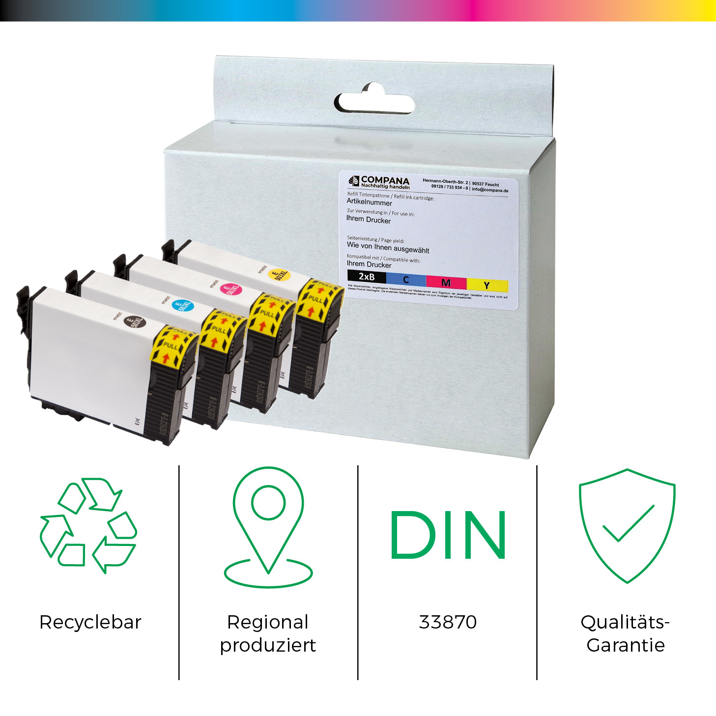 Compana Tintenpatrone gelb, magenta, schwarz, cyan (52608) ersetzt 503XL