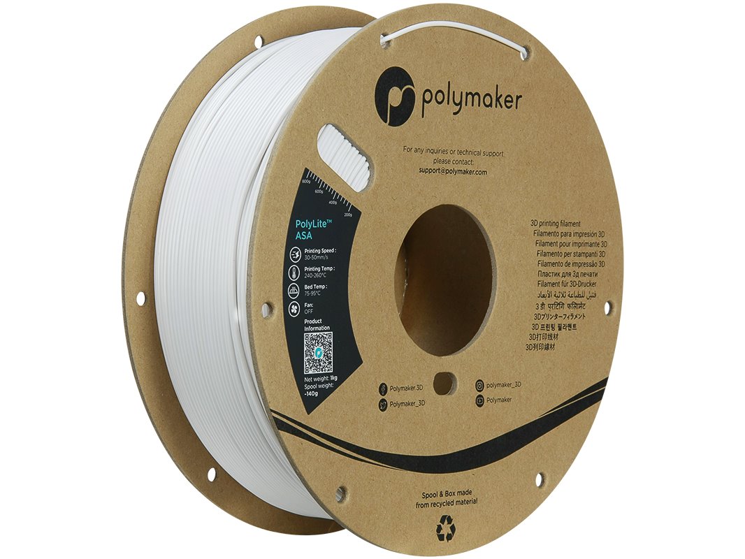 POLYMAKER POLYLITE 3D FILAMENT ASA 1,75mm WHITE 1kg PF01002