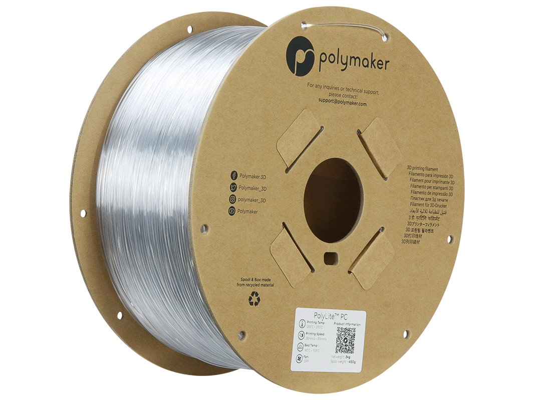 POLYMAKER POLYLITE 3D FILAMENT PC 1,75mm TRANSPARENT 3kg PC01003