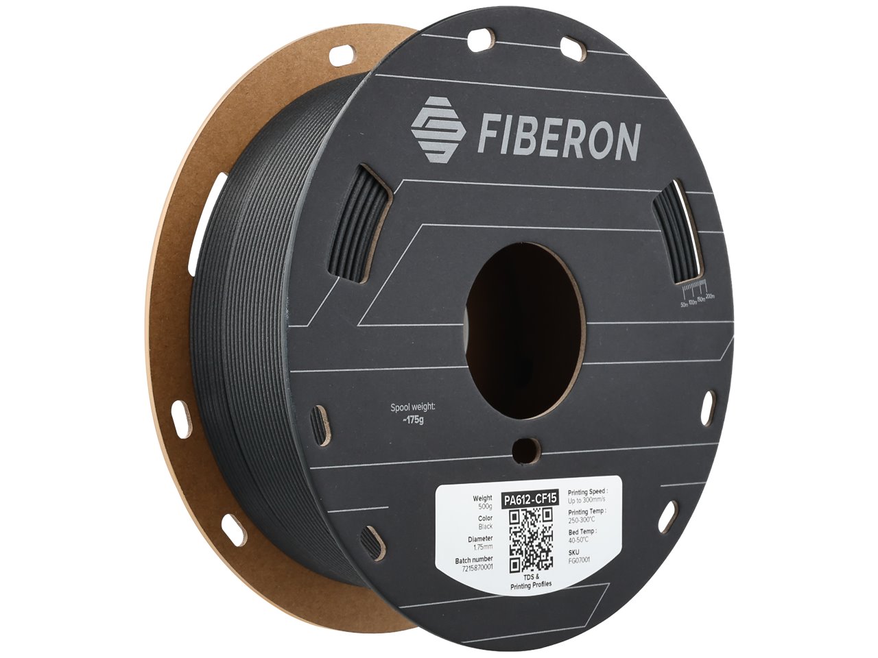 POLYMAKER FIBRON 3D FILAMENT PA612-CF15 1,75mm BLACK 0,5kg FG07001