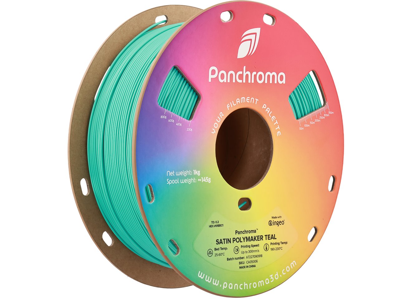 POLYMAKER PANCHROMA 3D FILAMENT PLA SATIN 1,75mm TEAL 1kg CA05006