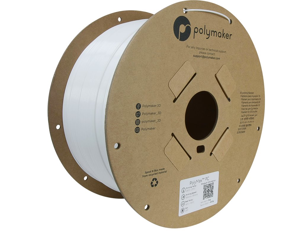 POLYMAKER POLYMAX 3D FILAMENT TOUGH PC 1,75mm WHITE 3kg PC02006