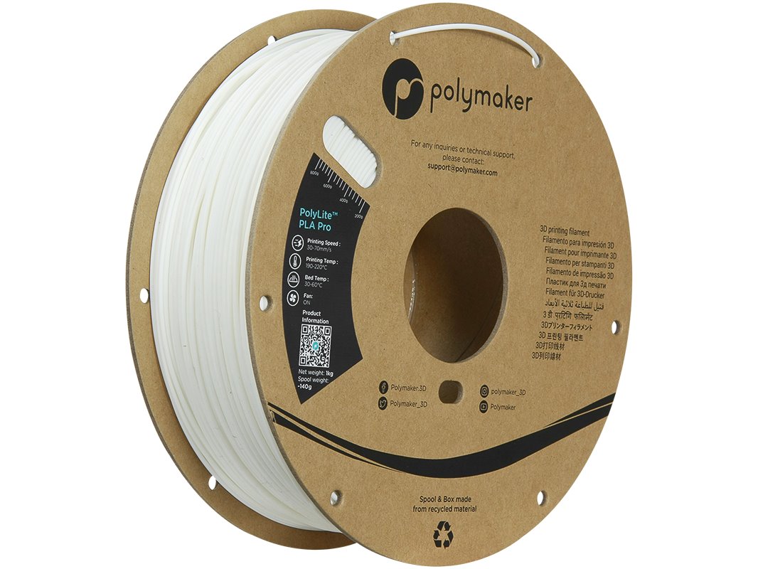POLYMAKER POLYLITE 3D FILAMENT PLA PRO 1,75mm WHITE 1kg PA07002