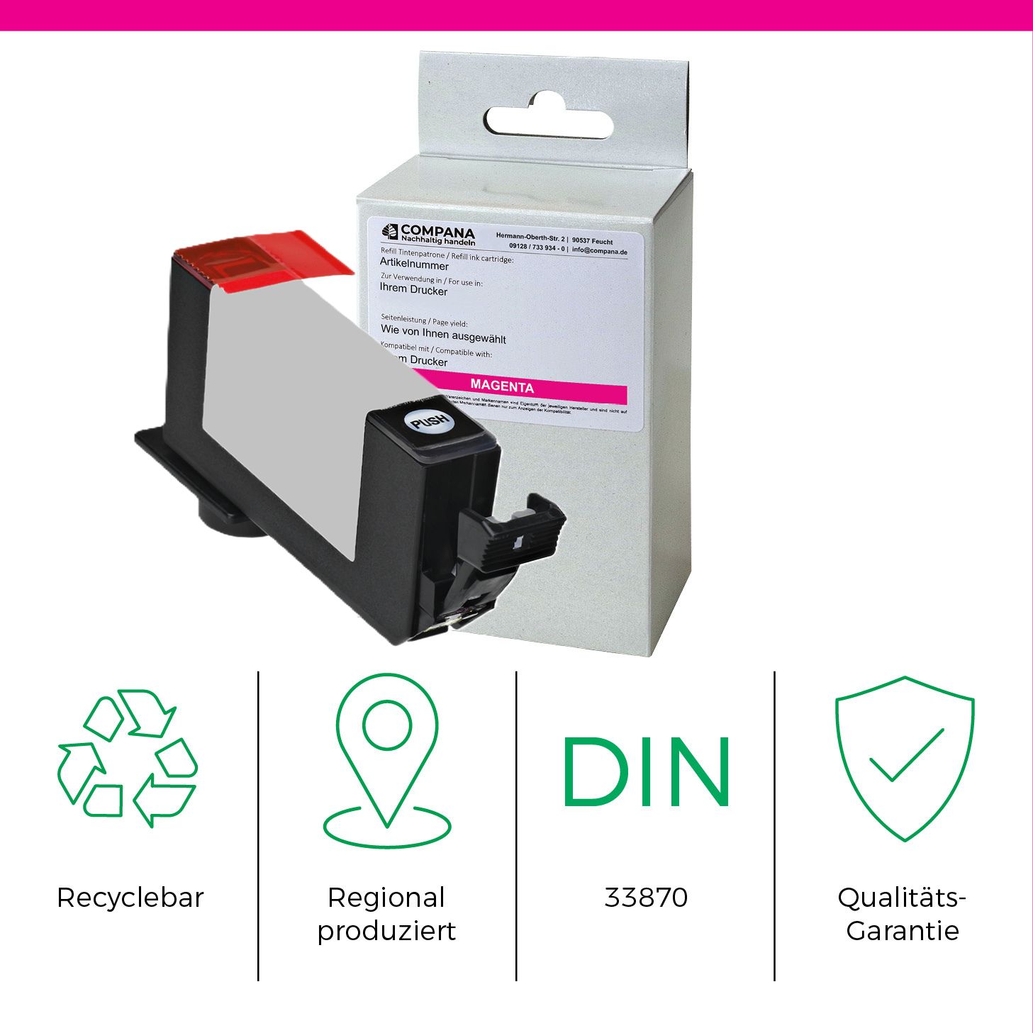 Compana Tintenpatrone magenta (44603) ersetzt CLI-526M, CLI-526C