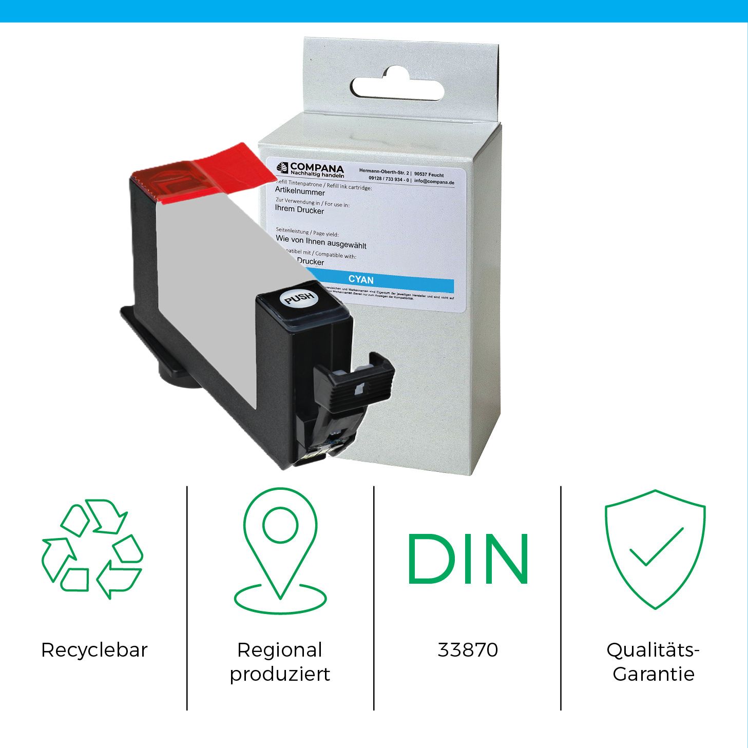 Compana Tintenpatrone cyan (44602) ersetzt CLI-526C