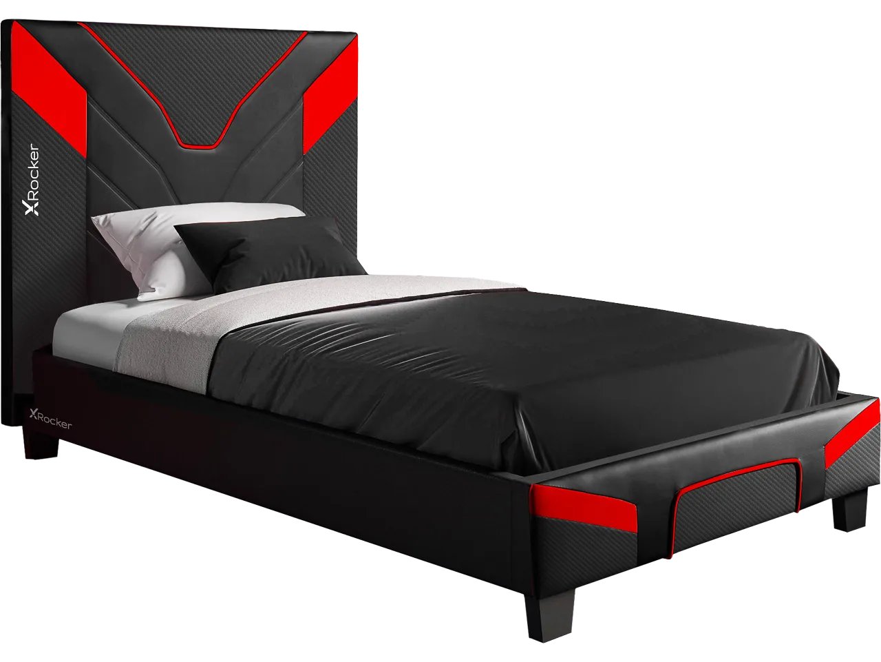 XROCKER CERBERUS MKII GAMING BETT CARBON ROT 2023083 90x190cm PU-Leder 180kg