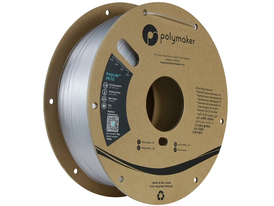 POLYMAKER POLYLITE 3D FILAMENT PETG 1,75mm TRANSPARENT 1kg PB01011