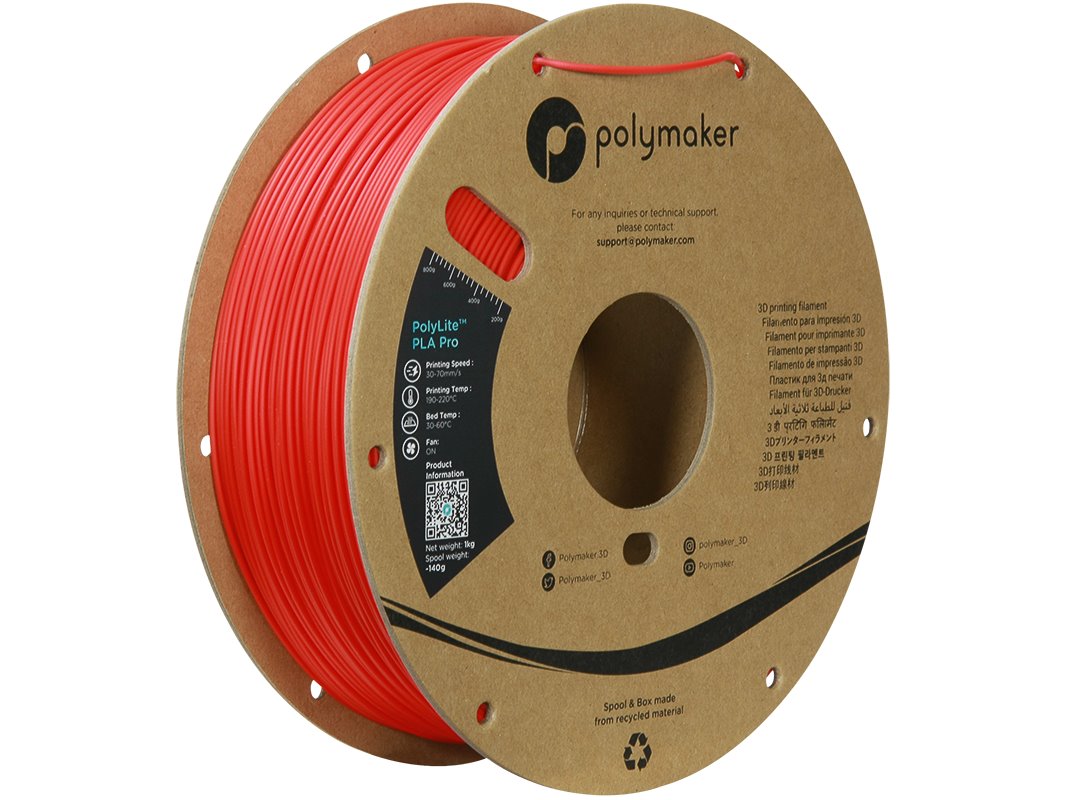POLYMAKER POLYLITE 3D FILAMENT PLA PRO 1,75mm RED 1kg PA07004