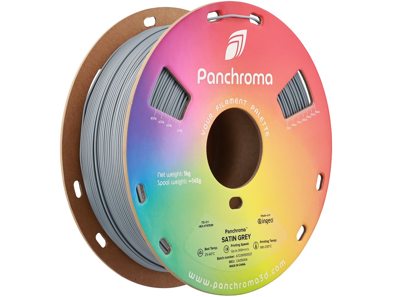 POLYMAKER PANCHROMA 3D FILAMENT PLA SATIN 1,75mm GREY 1kg CA05004