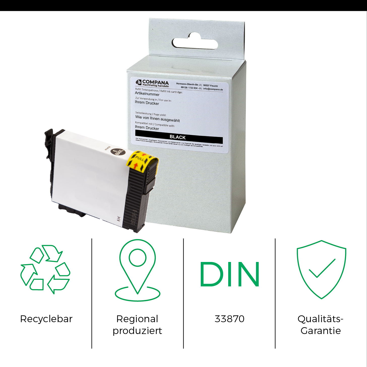 Compana Tintenpatrone schwarz HC (52609) ersetzt 604XL