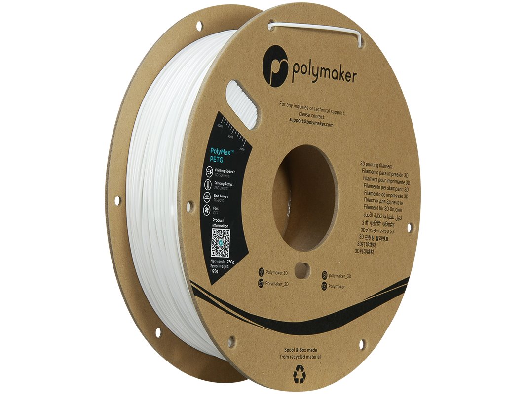 POLYMAKER POLYMAX 3D FILAMENT TOUGH PETG 1,75mm WHITE 0,75kg PB02002