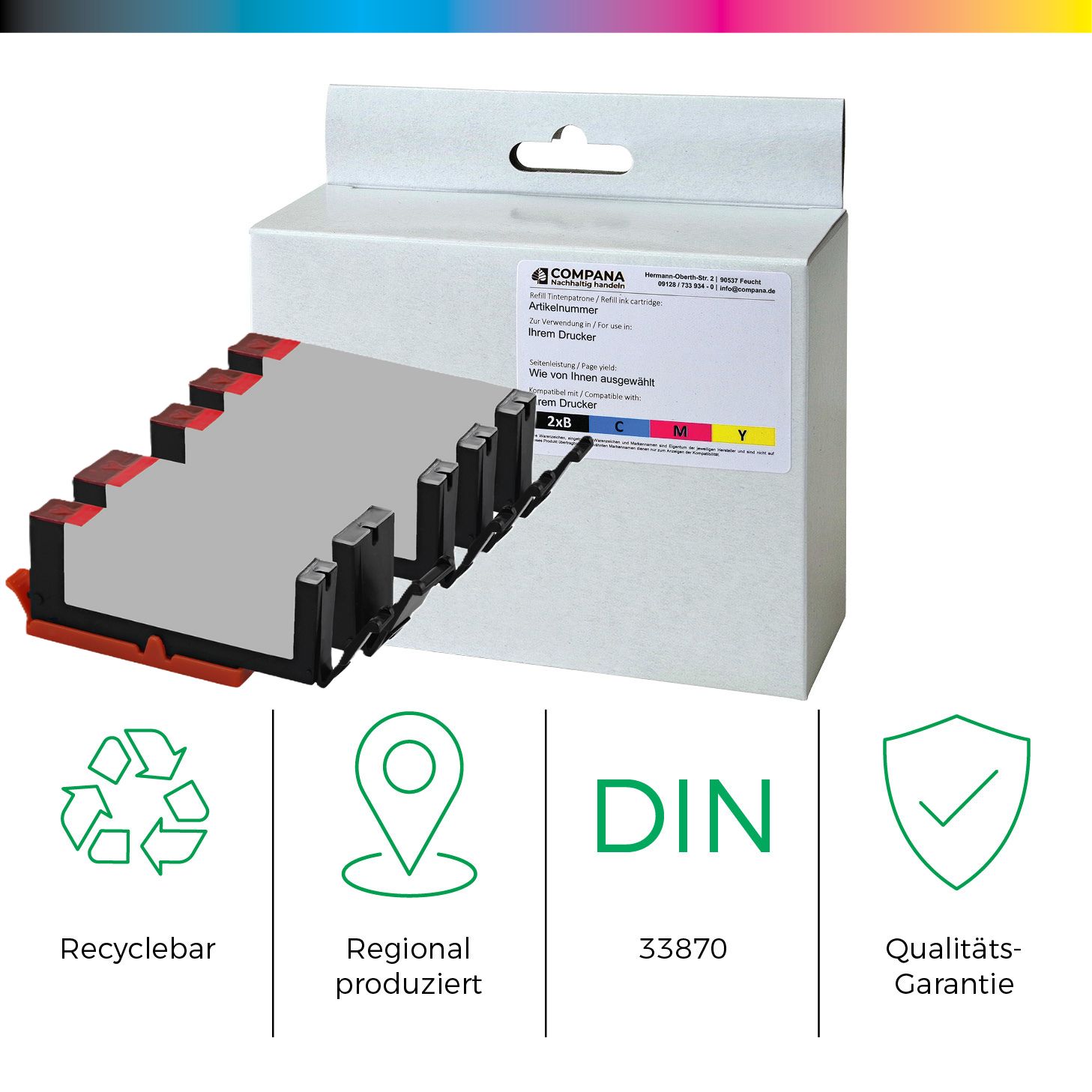 Compana Tintenpatrone gelb, magenta, schwarz, cyan (49205) ersetzt CLI-581BKXXL