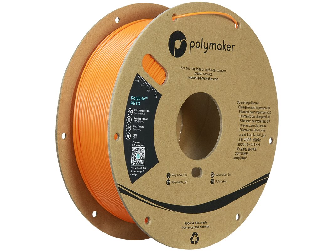 POLYMAKER POLYLITE 3D FILAMENT PETG 1,75mm ORANGE 1kg PB01009