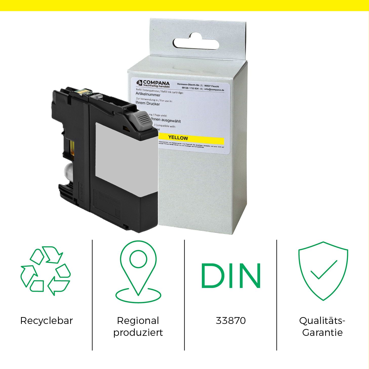 Compana Tintenpatrone gelb HC (49108) ersetzt LC-125XLY