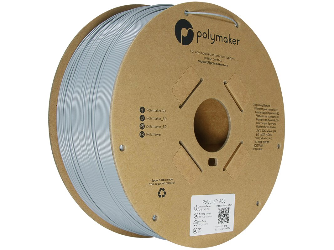 POLYMAKER POLYLITE 3D FILAMENT ABS 1,75mm GREY 3kg PE01024