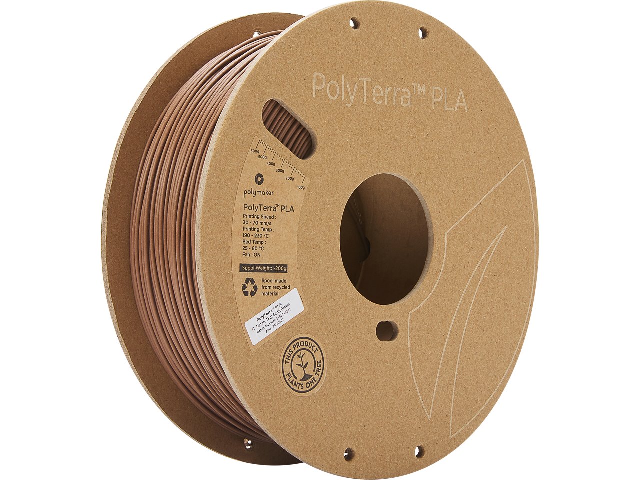 POLYMAKER POLYTERRA 3D FILAMENT PLA 1,75mm EARTH BROWN 1kg PM70907