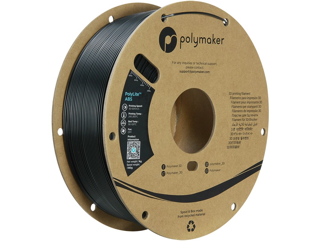 POLYMAKER POLYLITE 3D FILAMENT ABS 1,75mm BLACK 1kg PE01001