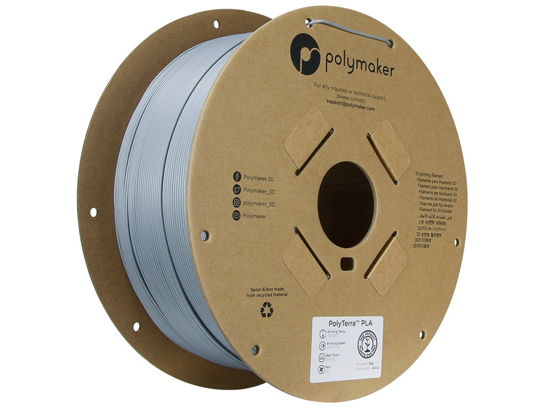 POLYMAKER POLYTERRA 3D FILAMENT PLA 1,75mm FOSSIL GREY 3kg PA04009