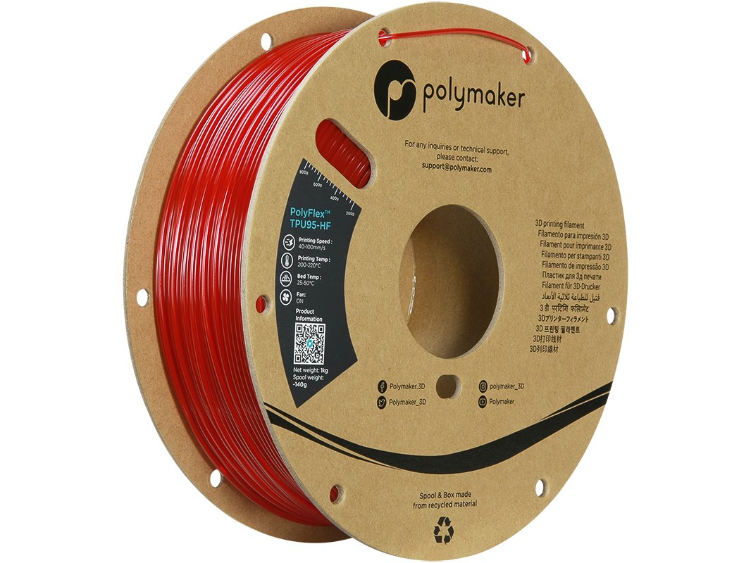 POLYMAKER POLYFLEX 3D FILAMENT TPU-95A 1,75mm HS TRANSLUCENT RED 1kg PD03007