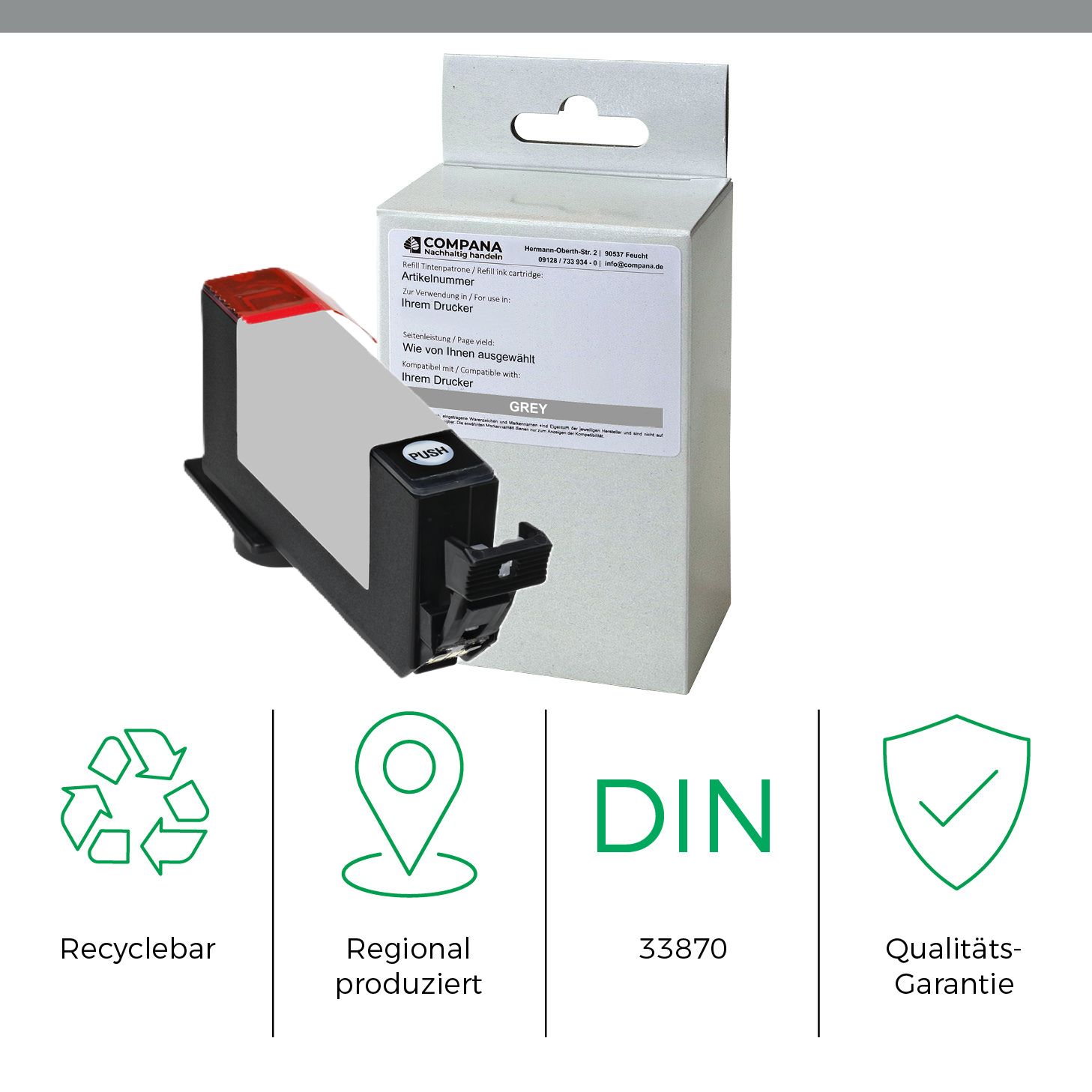 Compana Tintenpatrone grau (44605) ersetzt CLI-526GY