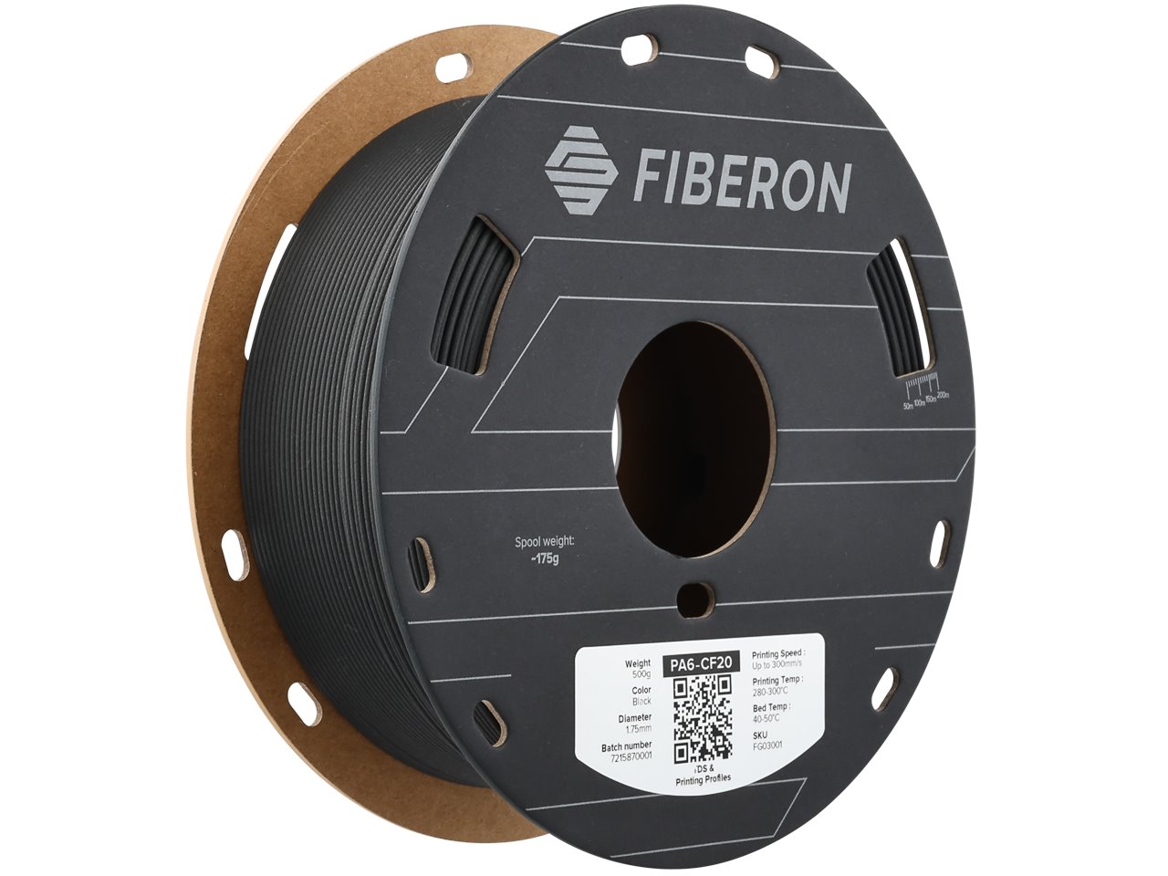 POLYMAKER FIBRON 3D FILAMENT PA6-CF20 1,75mm BLACK 0,5kg FG03001