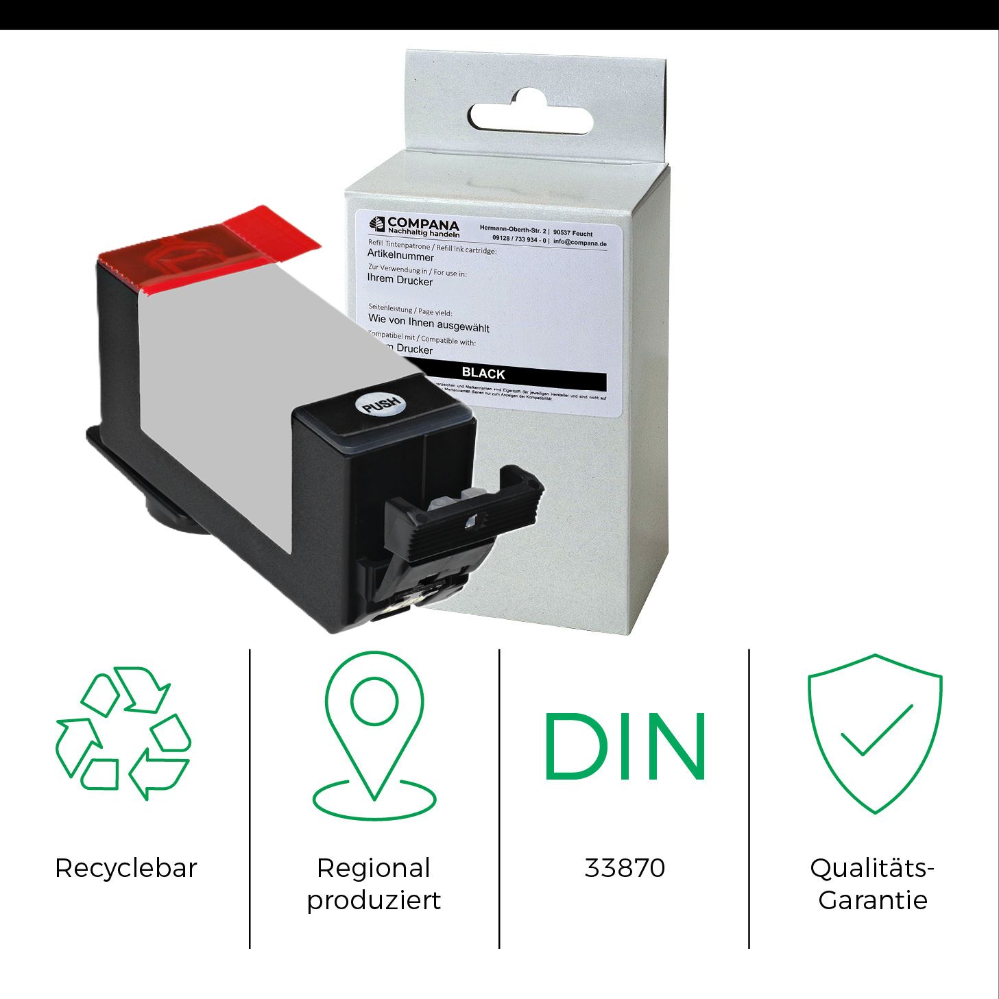 Compana Tintenpatrone schwarz photo (44600) ersetzt PGI-525PGBK