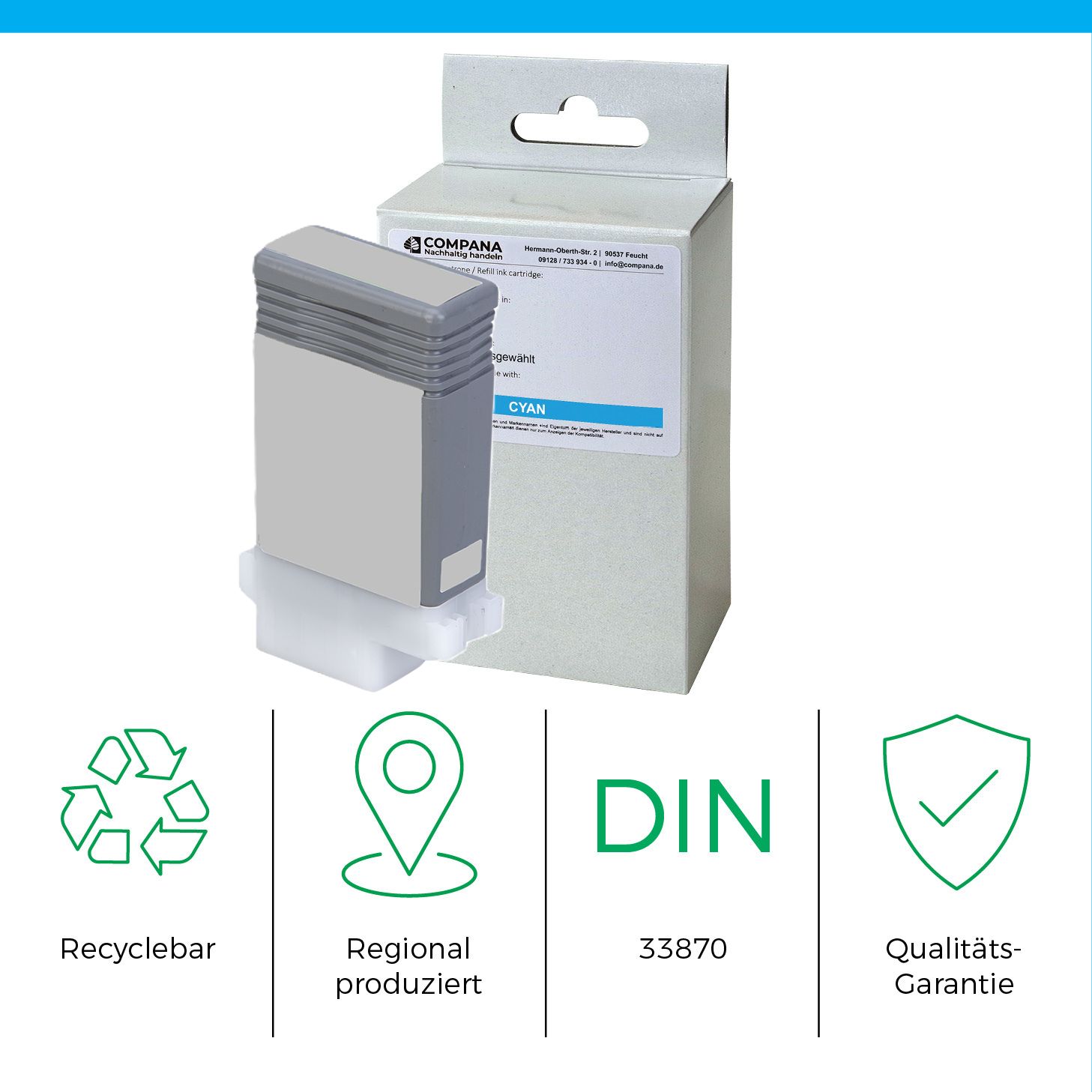 Compana Tintenpatrone cyan (49109) ersetzt PFI-102C