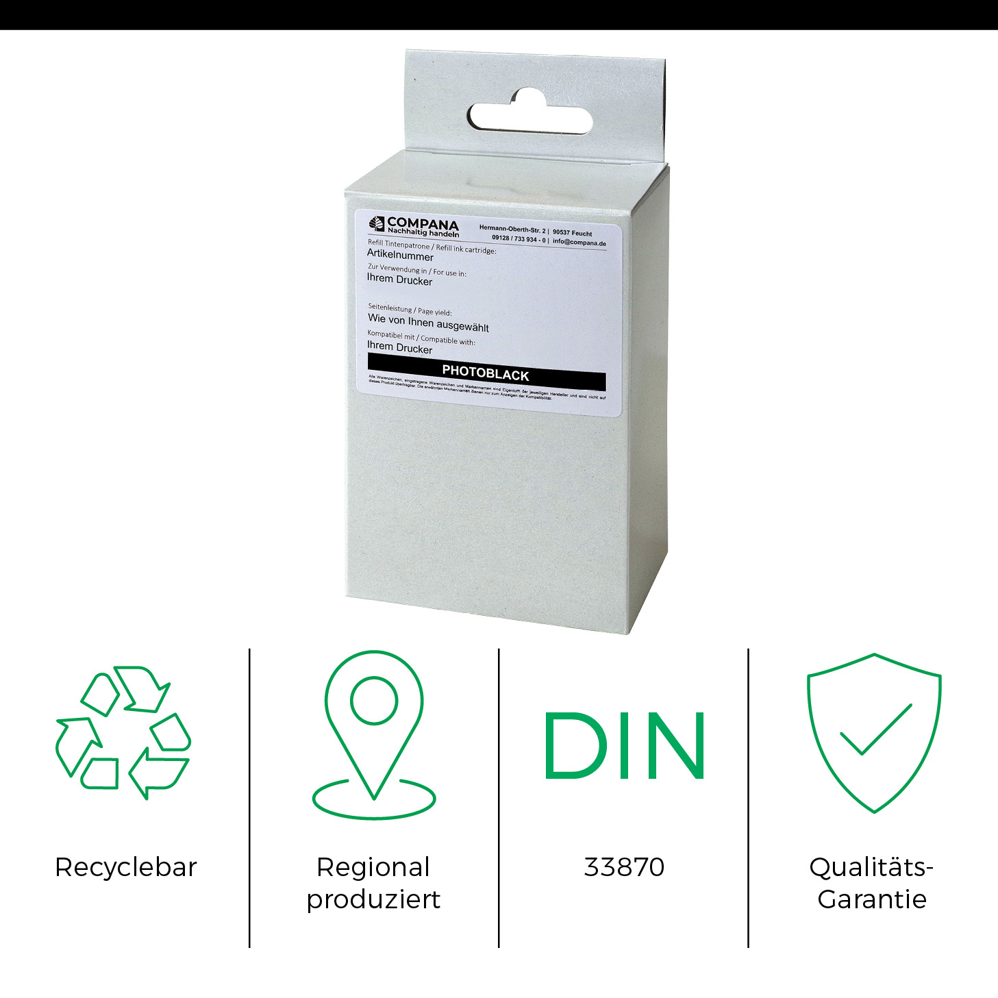 Compana Tintenpatrone photo schwarz HC (45290) ersetzt 72