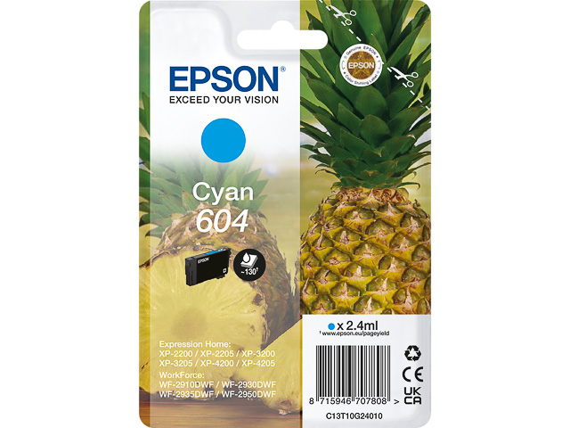 Epson Tintenpatrone cyan SC (C13T10G24010, 604)