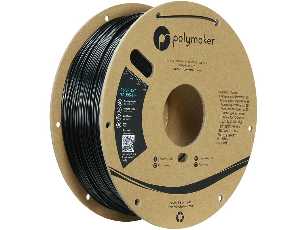 POLYMAKER POLYFLEX 3D FILAMENT TPU-95A 1,75mm HIGH SPEED BLACK 1kg PD03001