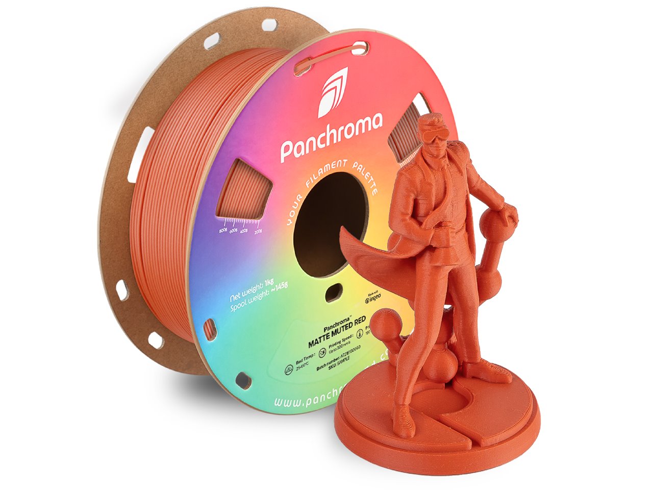 POLYMAKER PANCHROMA 3D FILAMENT PLA MATTE 1,75mm MUTED RED 1kg CA04027