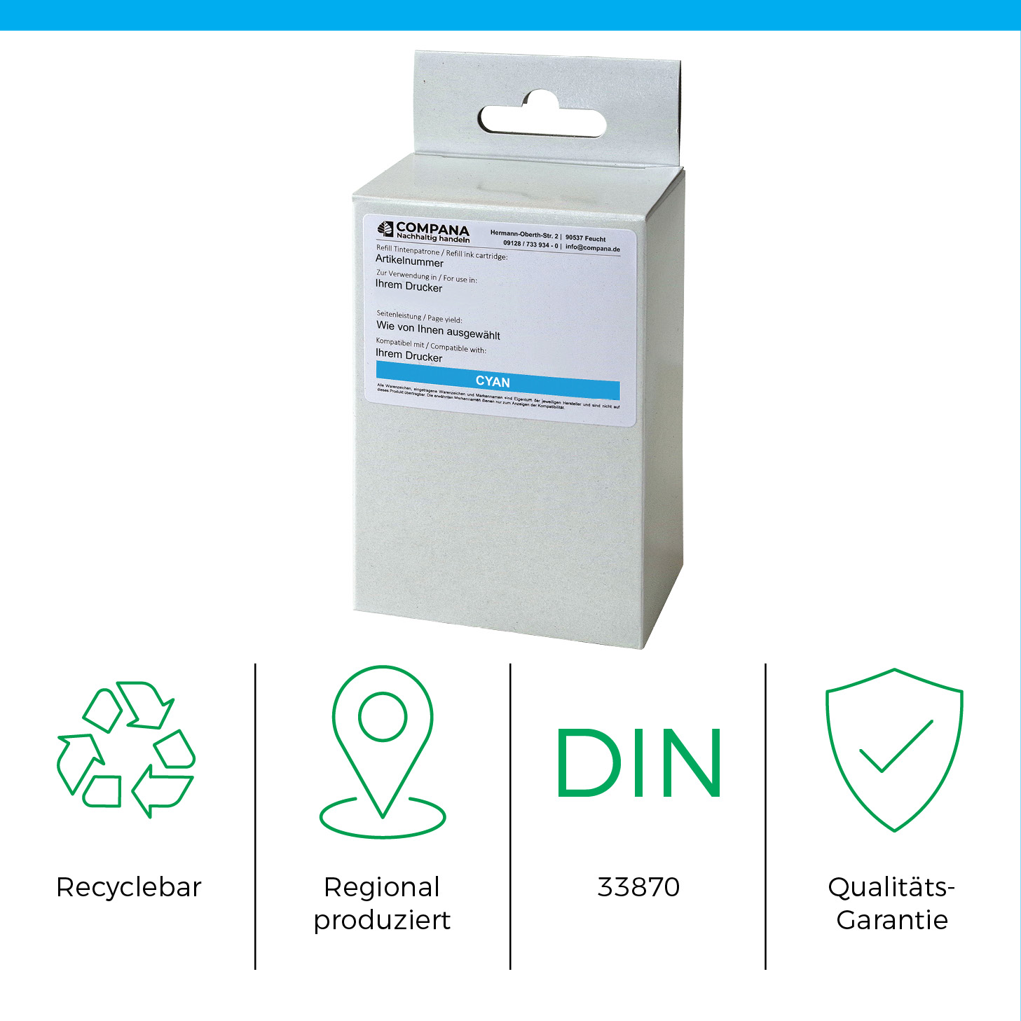 Compana Tintenpatrone cyan (49199) ersetzt 761