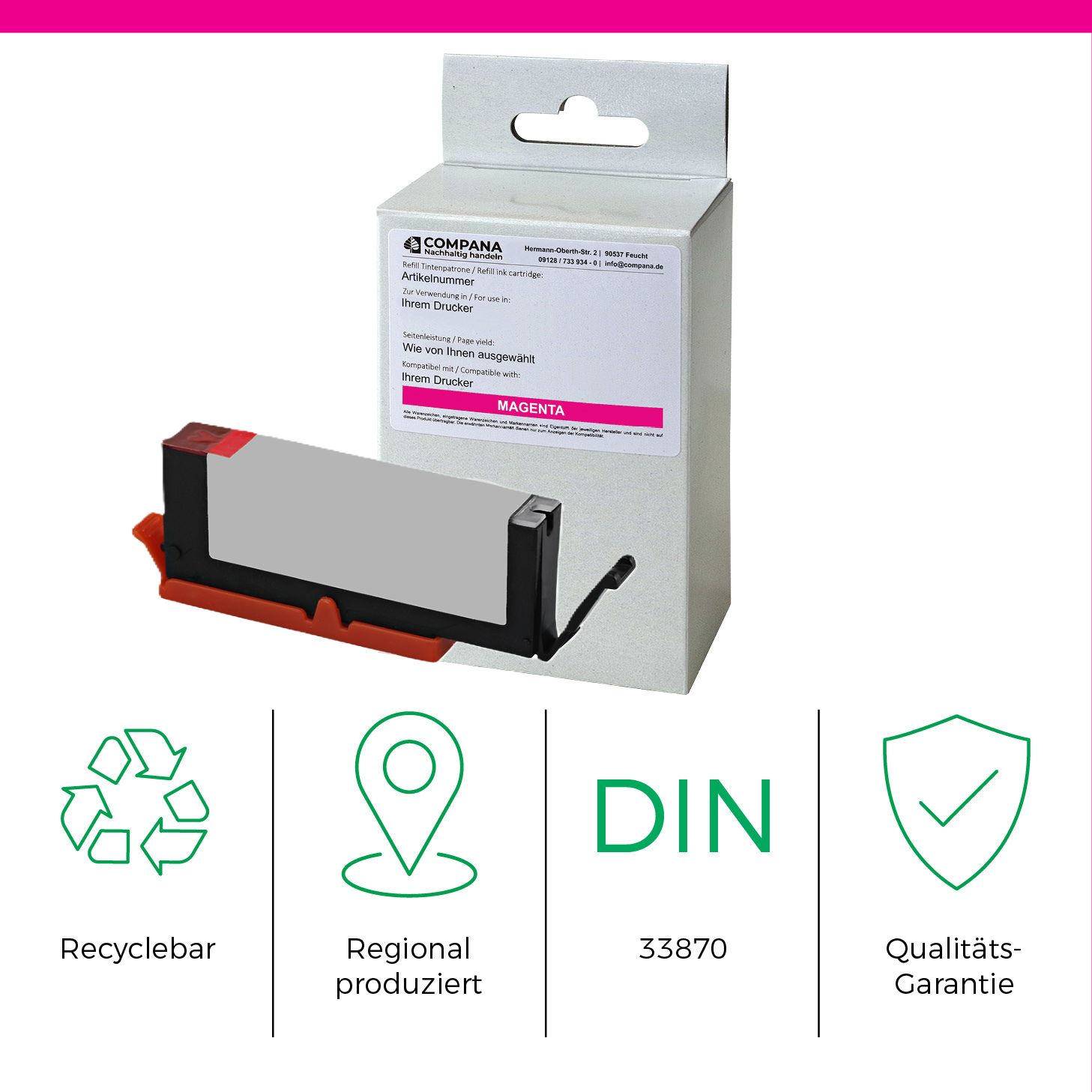 Compana Tintenpatrone magenta HC plus (49203) ersetzt CLI-581MXXL