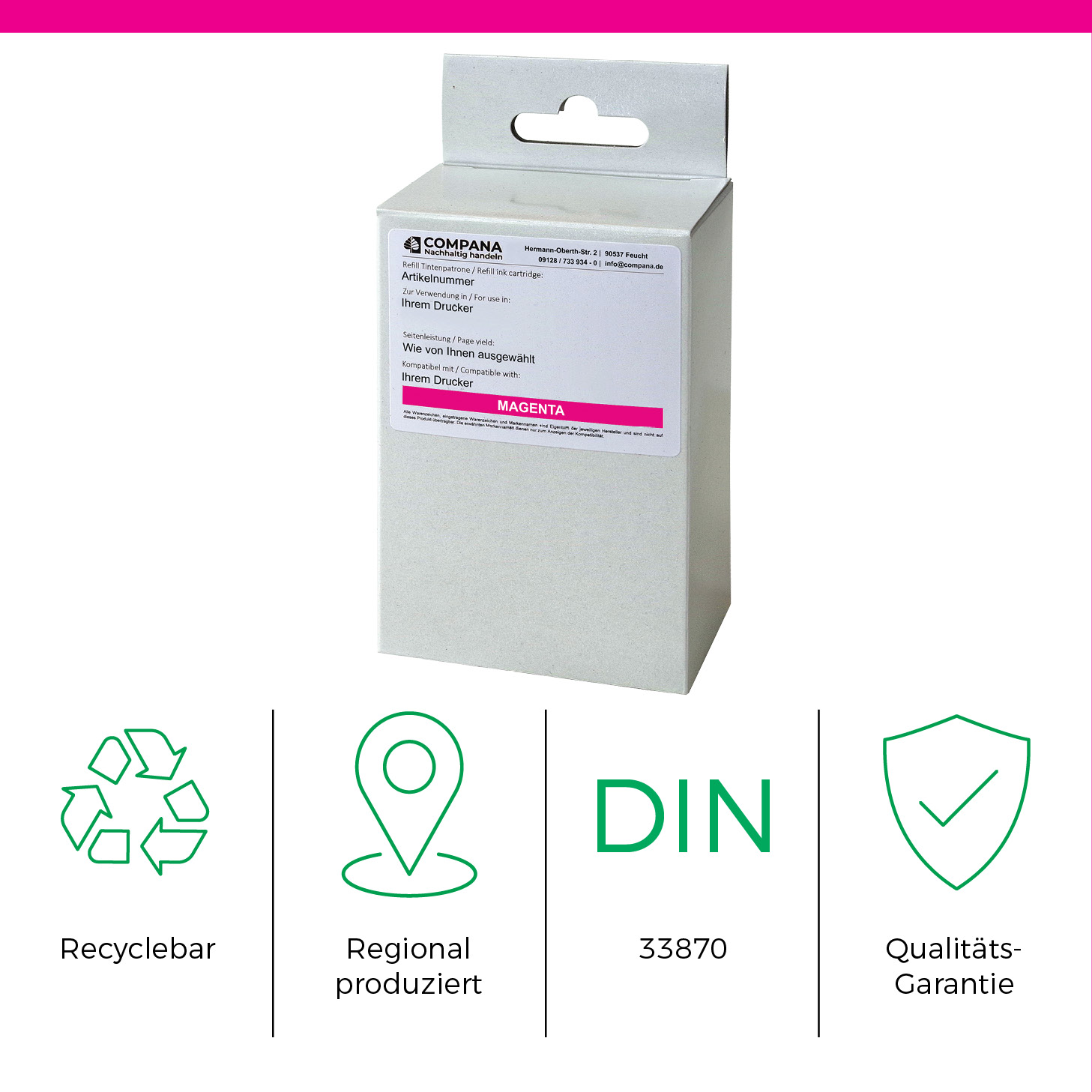 Compana Tintenpatrone magenta (49197) ersetzt 761