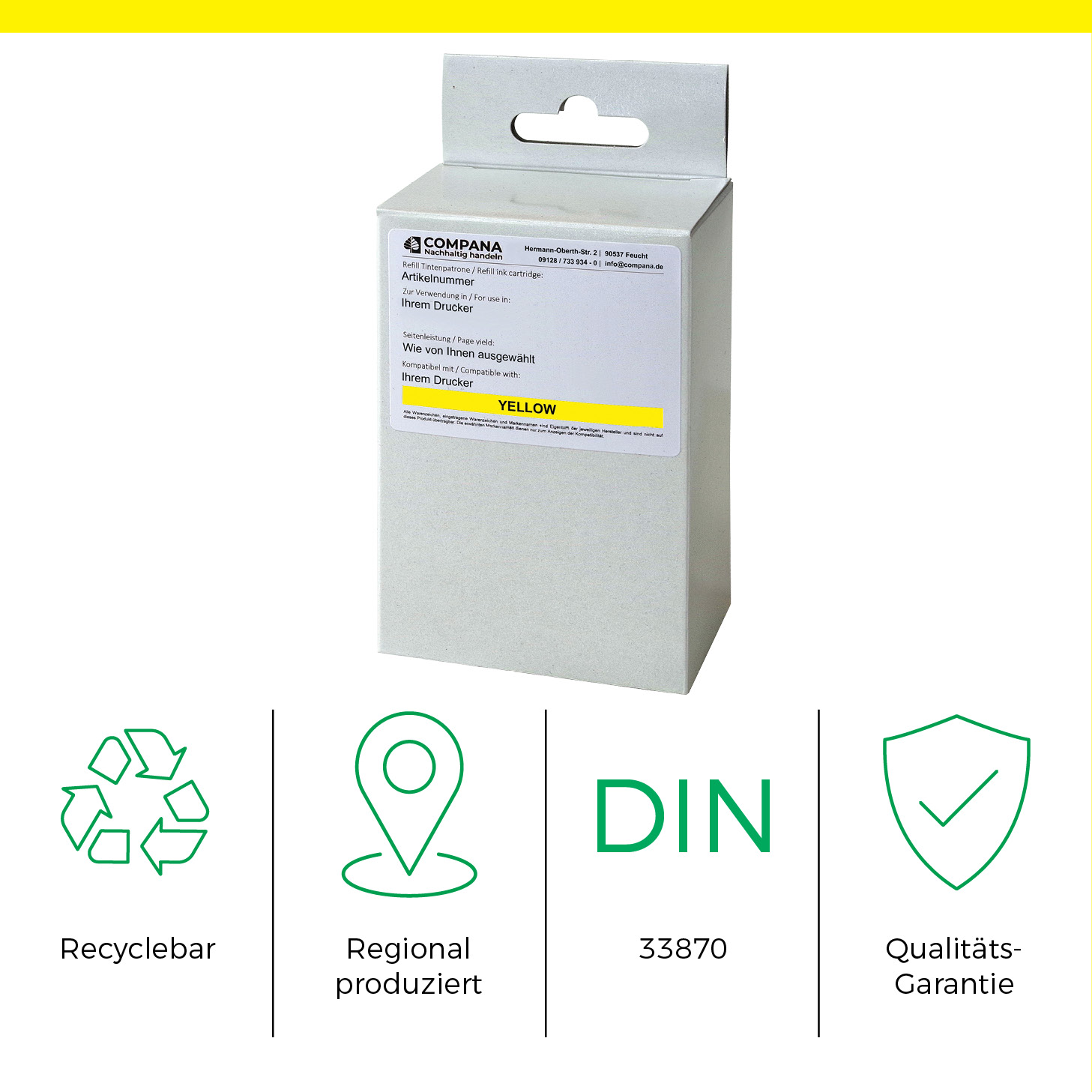 Compana Tintenpatrone gelb (49198) ersetzt 761