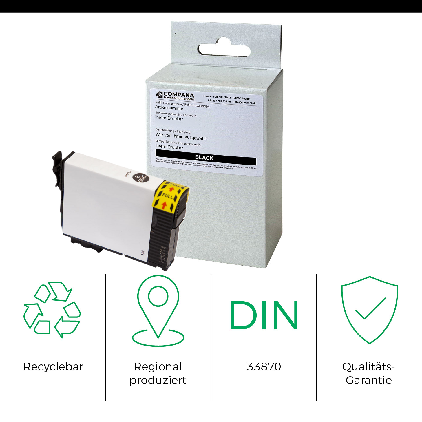 Compana Tintenpatrone schwarz HC (52604) ersetzt 503XL