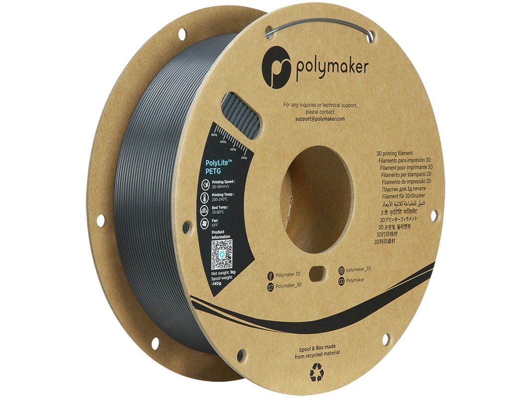 POLYMAKER POLYLITE 3D FILAMENT PETG 1,75mm DARK GREY 1kg PB01056