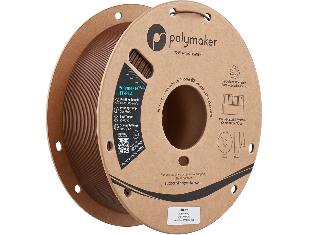 HT-PLA 1,75mm BROWN 1kg POLYMAKER 3D FILAMENT