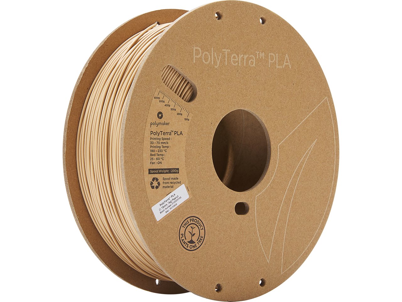 POLYMAKER POLYTERRA 3D FILAMENT PLA 1,75mm WOOD BROWN 1kg PM70976