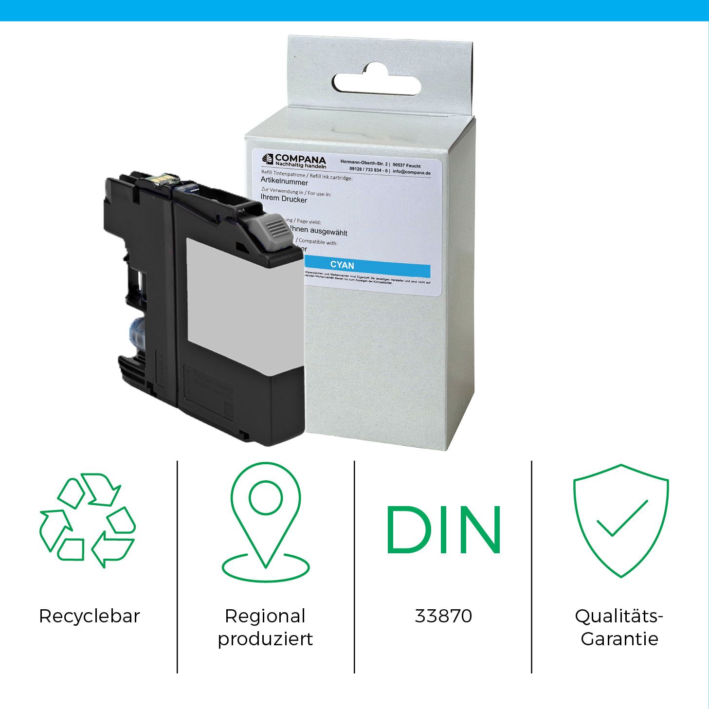 Compana Tintenpatrone cyan HC (49117) ersetzt LC-125XLC