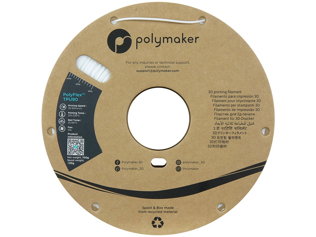 POLYMAKER POLYFLEX 3D FILAMENT TPU-90A 1,75mm WHITE 0,75kg PD02002