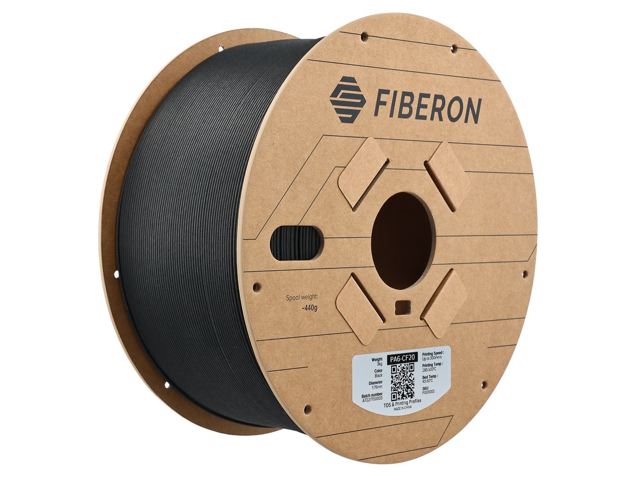 POLYMAKER FIBRON 3D FILAMENT PA6-CF20 1,75mm BLACK 3kg FG03002